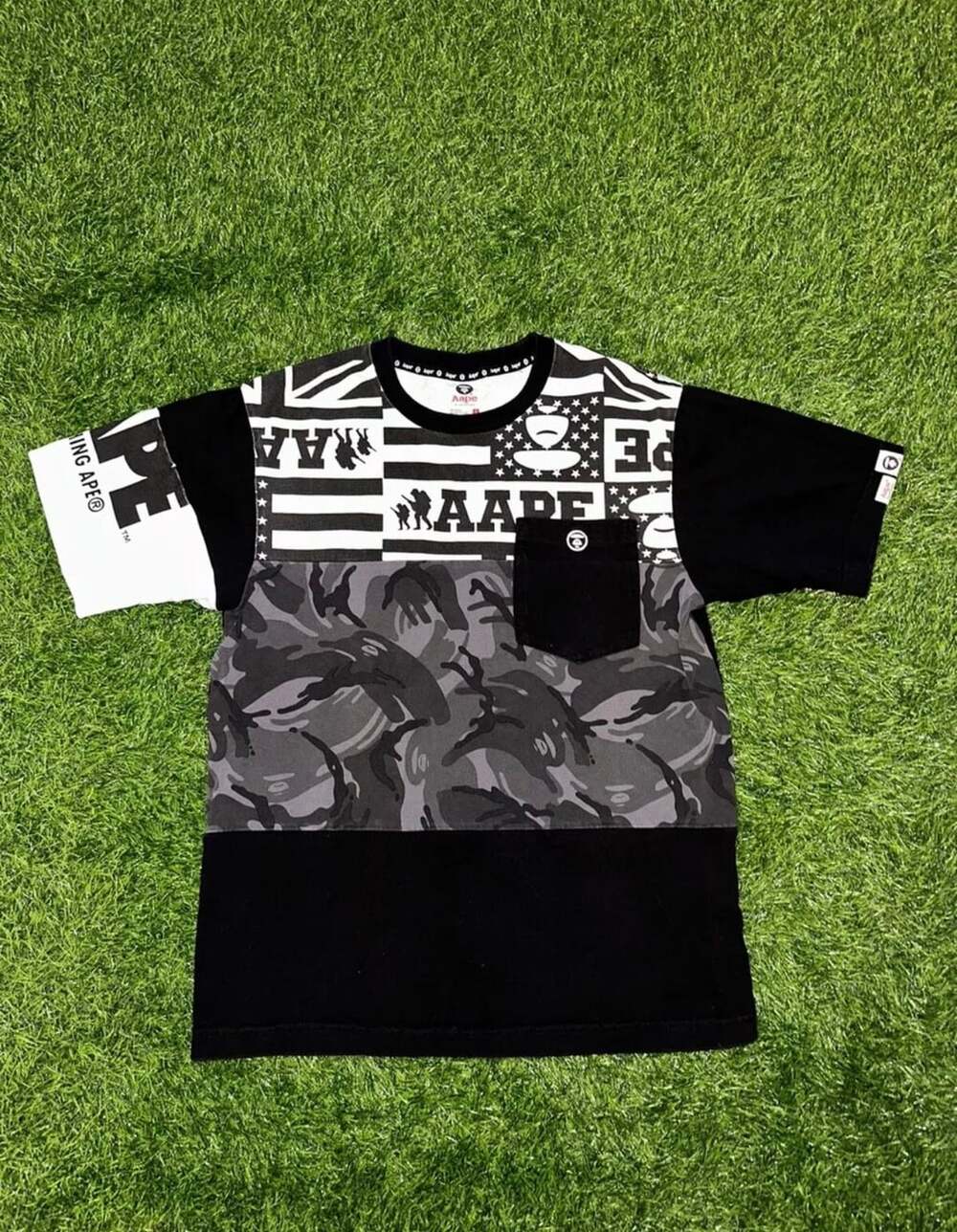 AAPE By A Bathing Ape Somewhere In Universe Camo Pocket T-Shirt Black